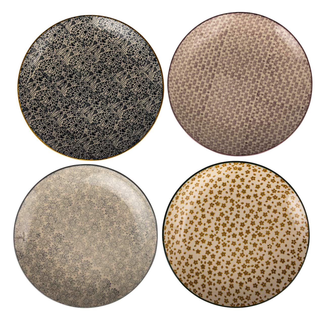 Hello Honey® 10" Blossom Elegance Round Stoneware Plate Set